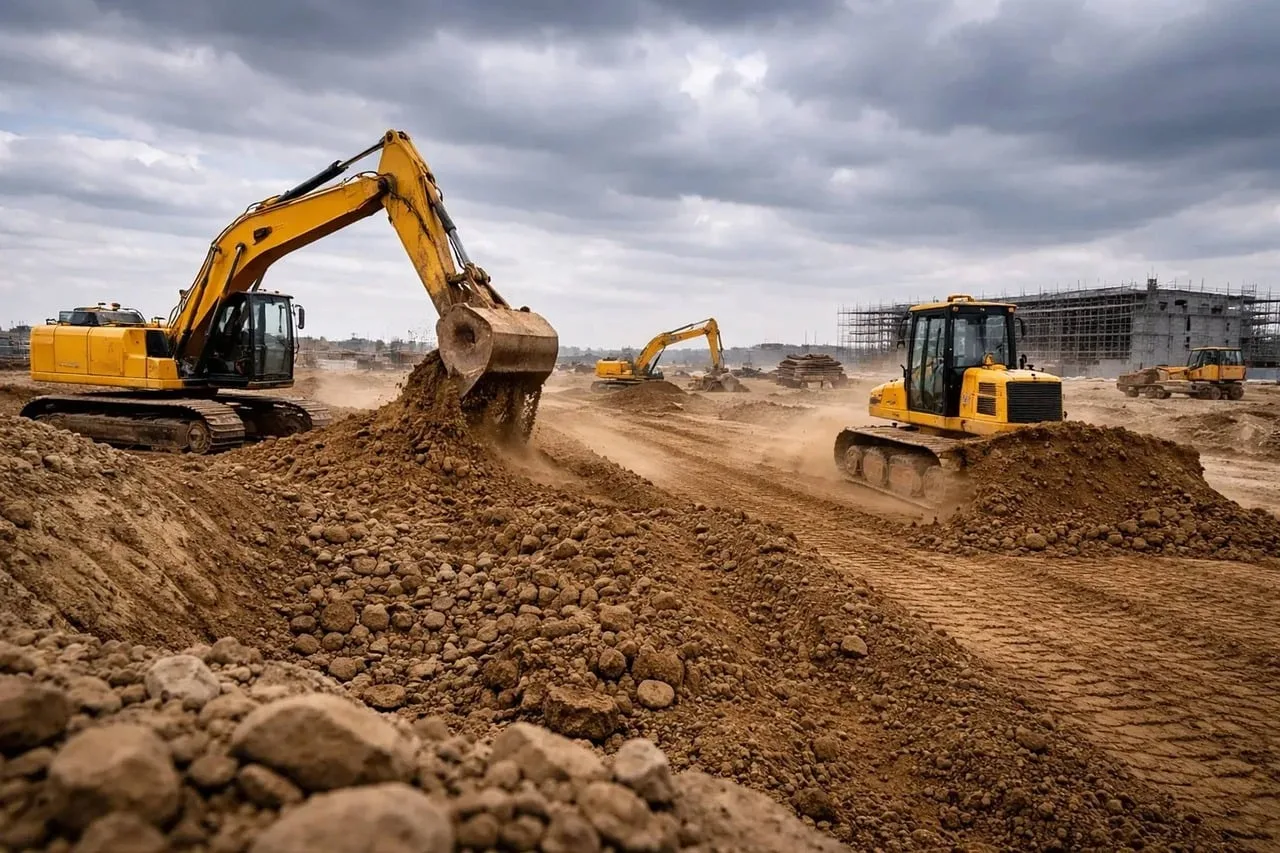 Construction site, excavator, earthworks, constructor, industrial area, technology, building, sand, construction, industry, building site, construction machinery, work environment, crane, construction zone, construction technology, workforce, equipme